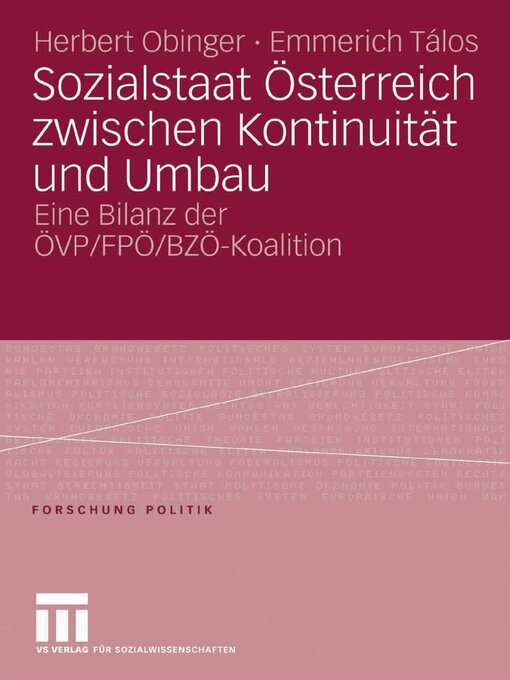 Title details for Sozialstaat Österreich zwischen Kontinuität und Umbau by Herbert Obinger - Available